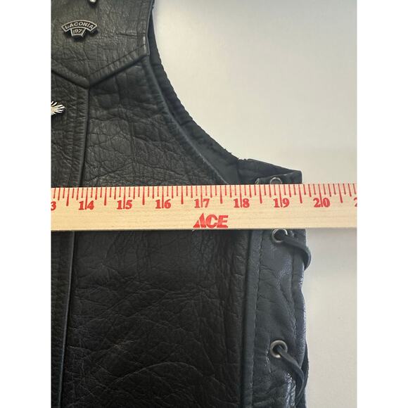 Vtg Genuine Leather Pro Rider Laced Motorcycle Vest Sz 40 Laconia NH‎ 90s Y2K - Picture 7 of 9